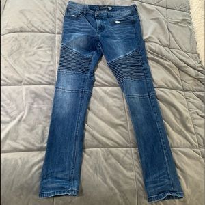 Skinny Straight Biker Blue Jeans size 32
